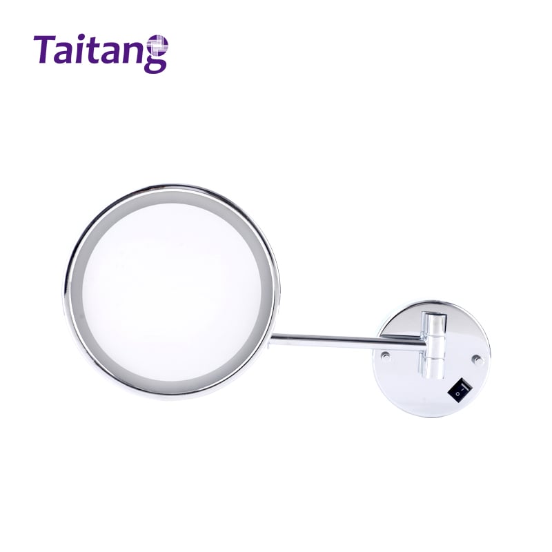 LED Wall-Mounted Hotel Magnifying Mirror with Extending Swivel Arm