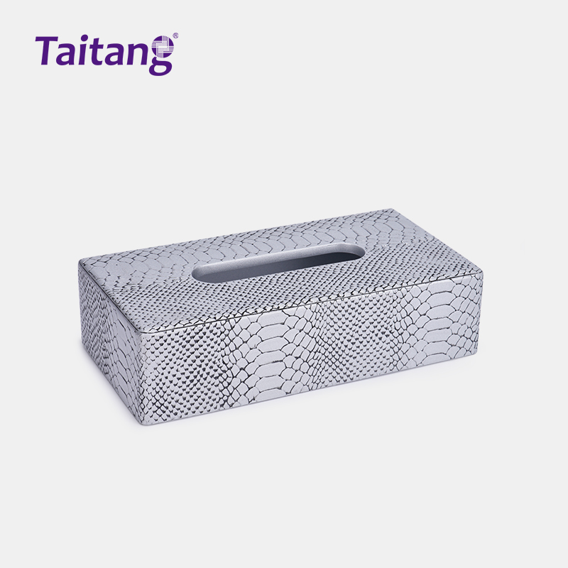 Luxury Silver-Grey Crocodile Pattern Resin Hotel Amenity Tray & Room Accessories Set