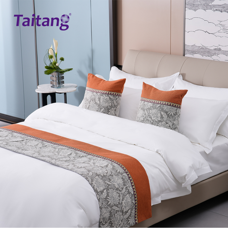 Boutique Floral Hotel Bed Runner & Decorative Pillow Set Premium Hospitality Linen Wholesale