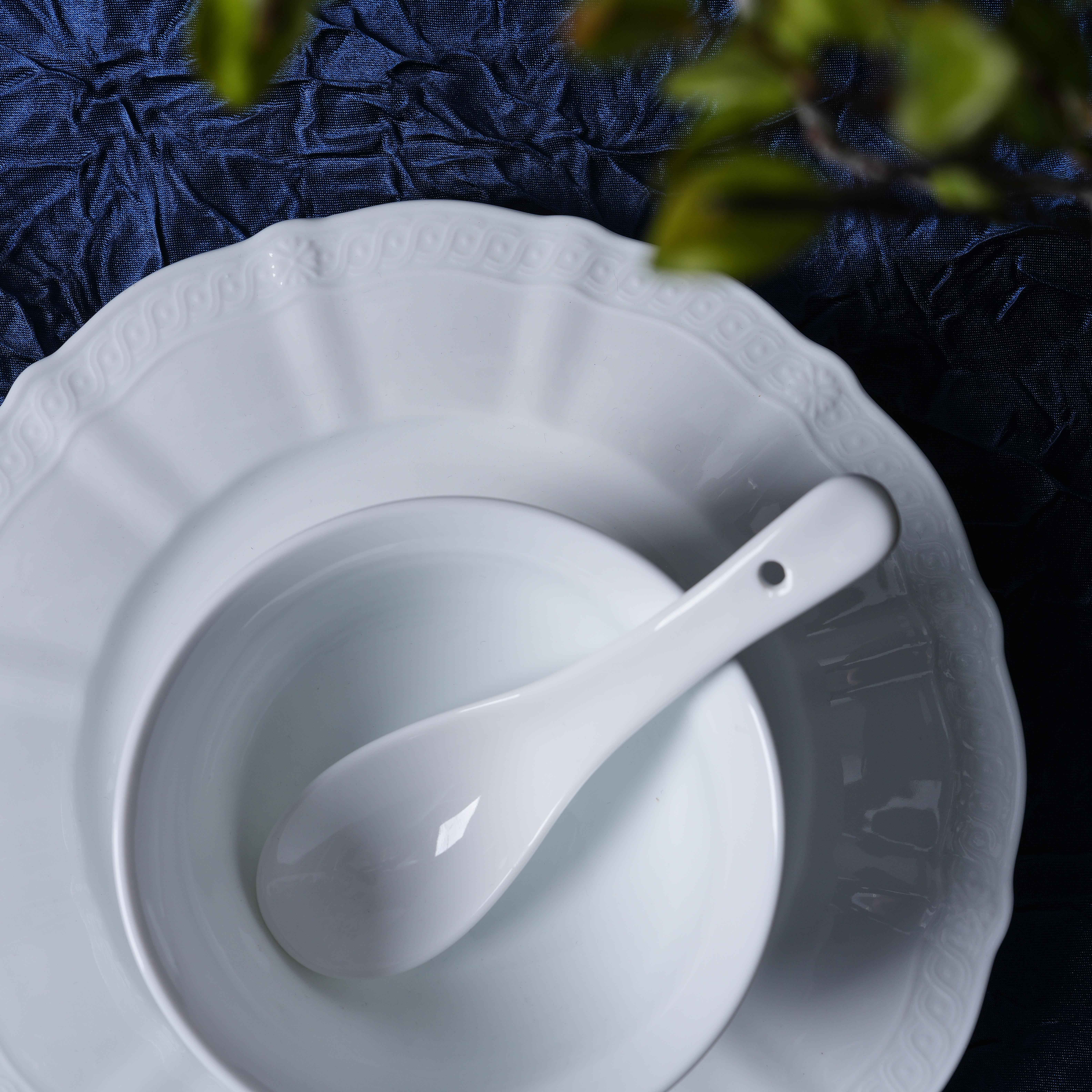 Mynsturprentað hvítt porcelænborðfötu-setti, háþrýst, fyrir viðskipta- og heimilisnotkun, í hótelmyndun