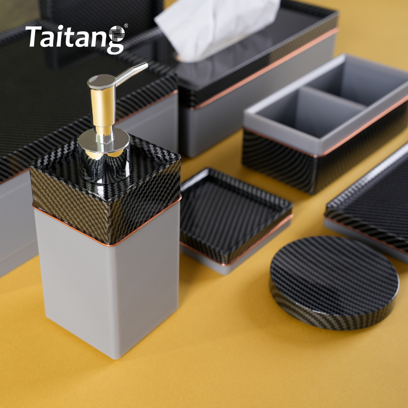 Modern Black Acrylic Hotel Room Amenities Set Luxury 5-Star Guest Room Accessories