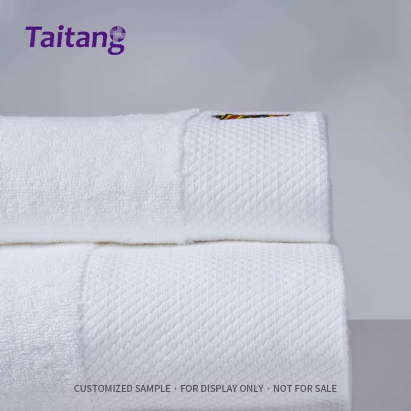 Dobby Embroidered Hotel Towel Set 100% Cotton 16S Bath Towels, Face Towels & Bath Mats Wholesale