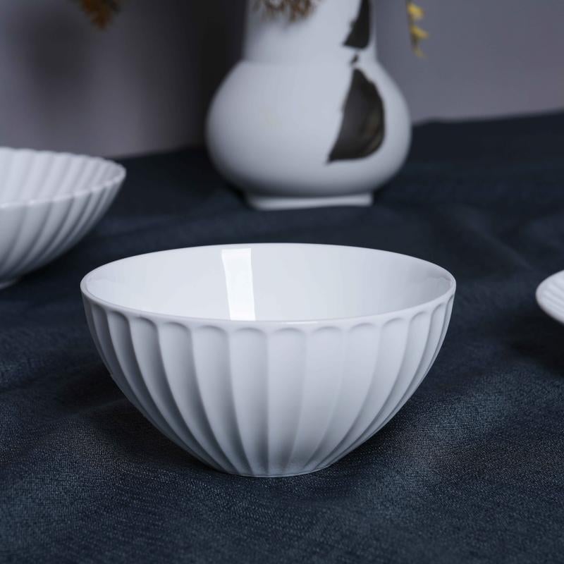 Luxury White Fluted Hotel Porcelain Collection Dishes & Formal Dinnerware for Fine Dining