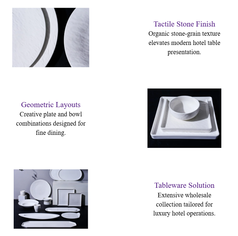Stone Textured Porcelain Dinnerware Set High Fired White Porcelain Dishes for Luxury Hotels & Catering.png