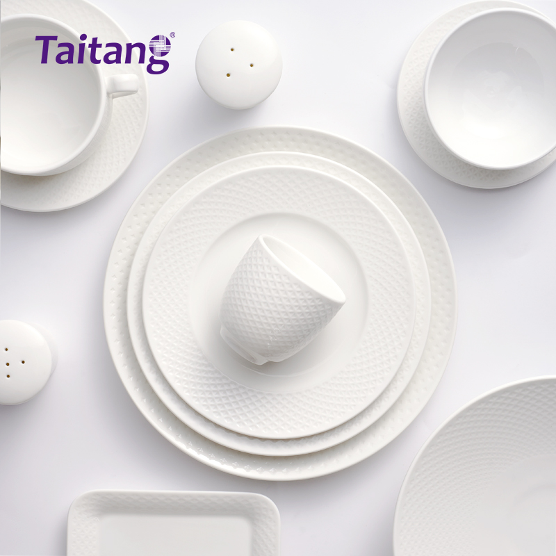 Lattice Porcelain Dinnerware Collection Elegant White Ceramic Tableware for Luxury Hotels & Restaurants
