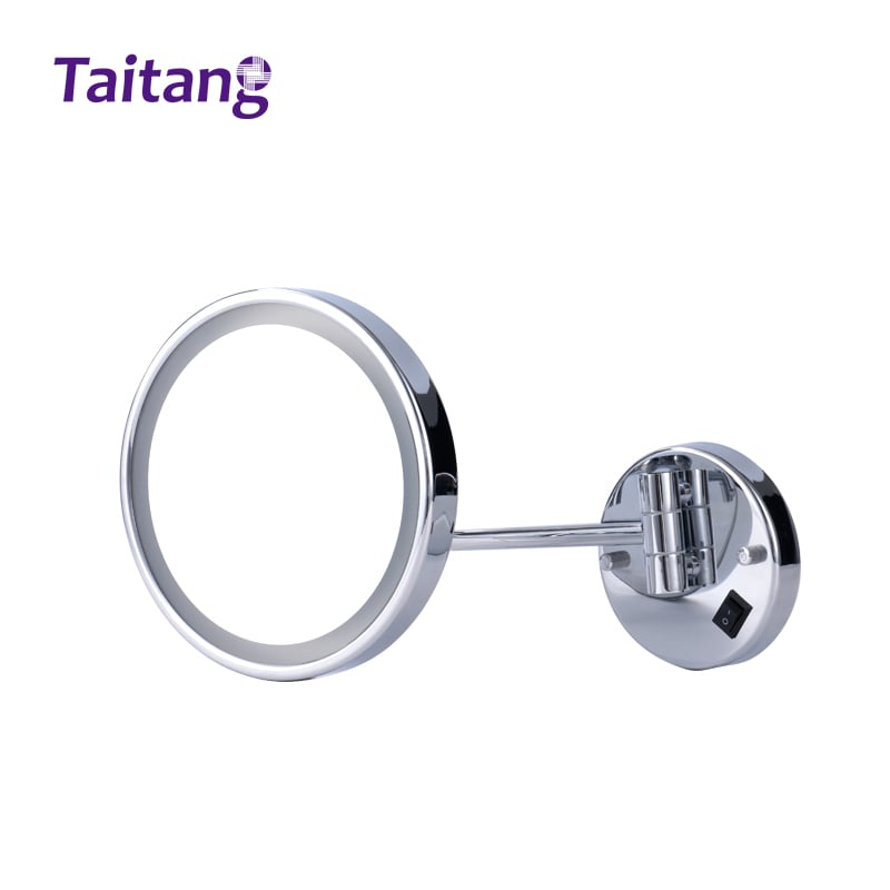 LED Wall-Mounted Hotel Magnifying Mirror with Extending Swivel Arm