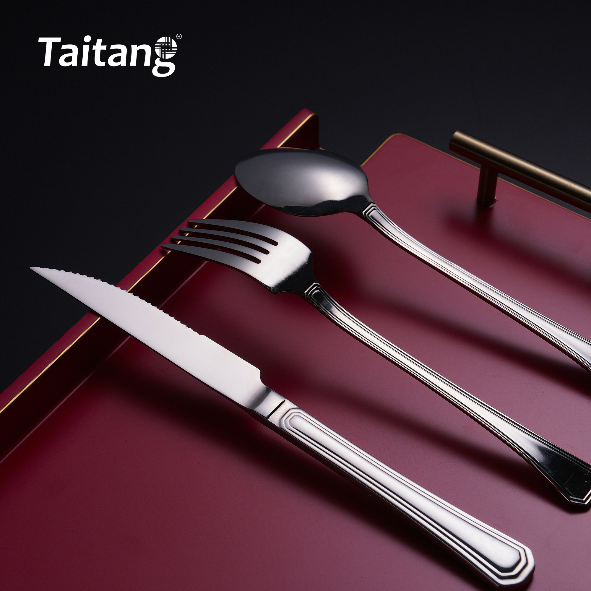 Geometric Restaurant Cutlery Set Premium Tiered-Edge Hotel Flatware Luxury Services Cutlery Steel Collection