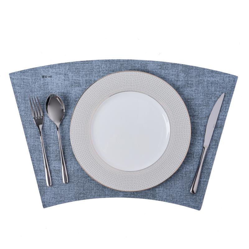 Sektorvormige Hotel Placemat met Gebuigde Blou-Grys Tafelmat vir Ronde Tafels, Hospitaal- en Kateringsbenodigdhede, Groothandel