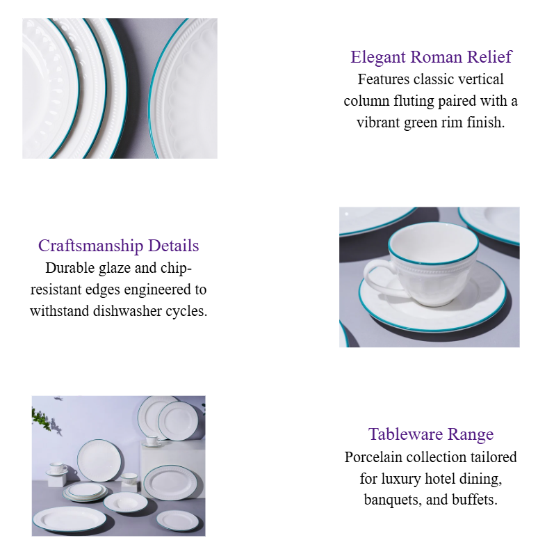 Green Rim Roman Embossed Porcelain Dinnerware Set High-Fired Commercial Hotel Collection Dishes.png