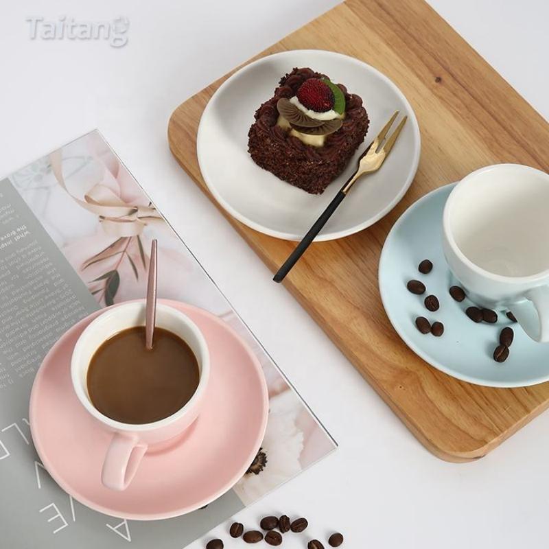 Viðskiptaþjónustu-keramík tülípuglas fyrir kaffi og undirskál, viðskiptaþjónustusetur, keramík kaffikrús fyrir kapútsínó og espresso