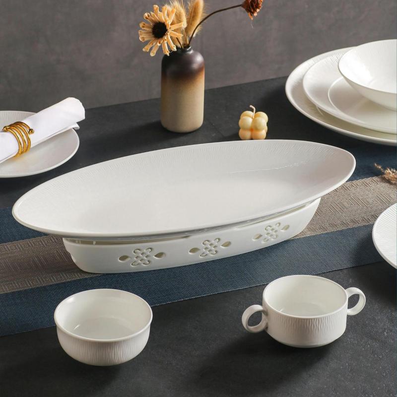 Glacier Pattern Porcelain Dinnerware Set Hotel Collection Dishes for Luxury Banquet & Fine Dining