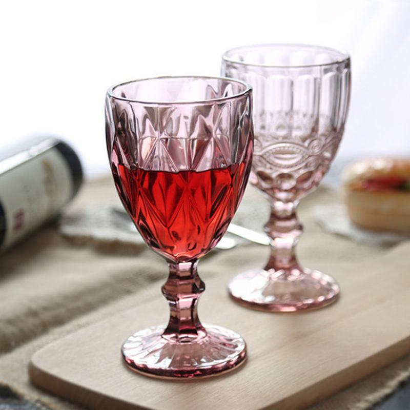 Commercial Diamond Goblet Glasses Vintage Colored Glassware for Hotel Banquets & Luxury Restaurants