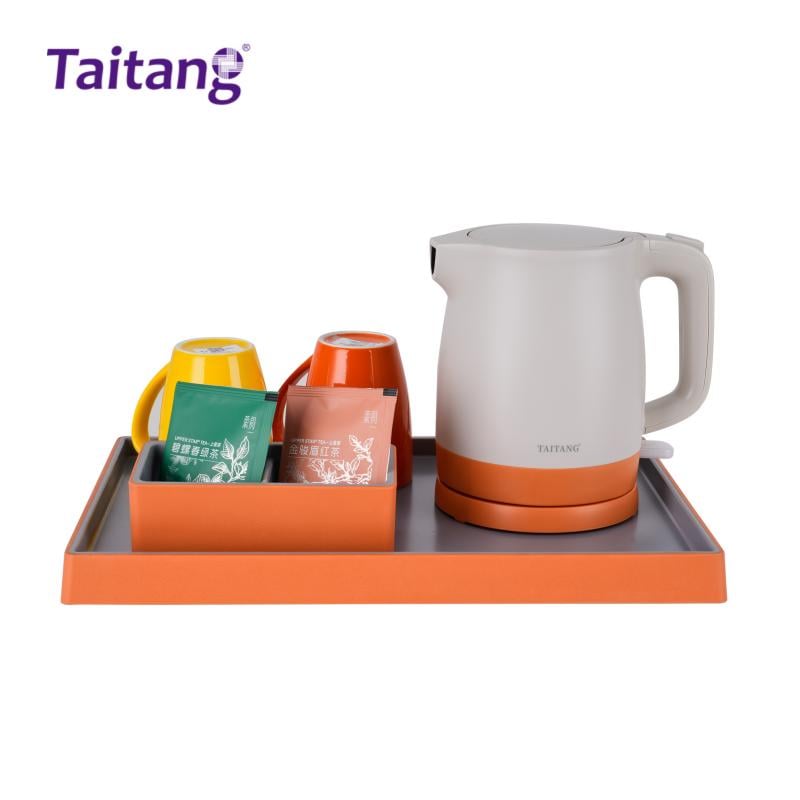 Moderne Twee-Tone Hotel Elektriese Kettle met Versorgingsbord en Koppiesstel