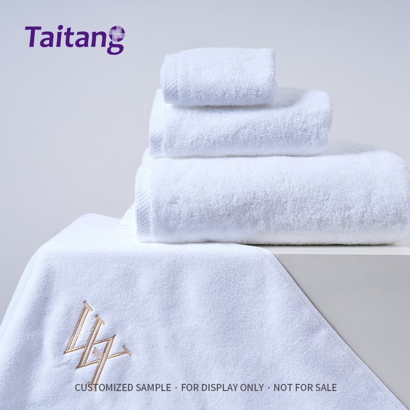 Luxury Hotel Towels Collection 16S Cotton Bath Towel Set Wholesale with Custom Logo Embroidery