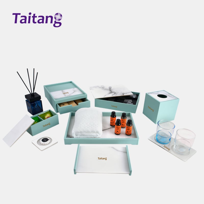 Mint Green & Marble Amenity Tray and Box Set Hospitality Tray for Luxury Guestrooms & Bathrooms