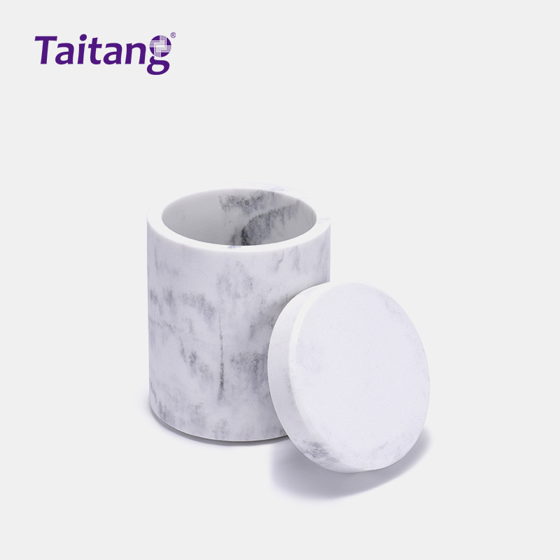 Marble Resin Hotel Guestroom Amenity Box & Tray Set White Sandstone Textured Hospitality Tray Collection