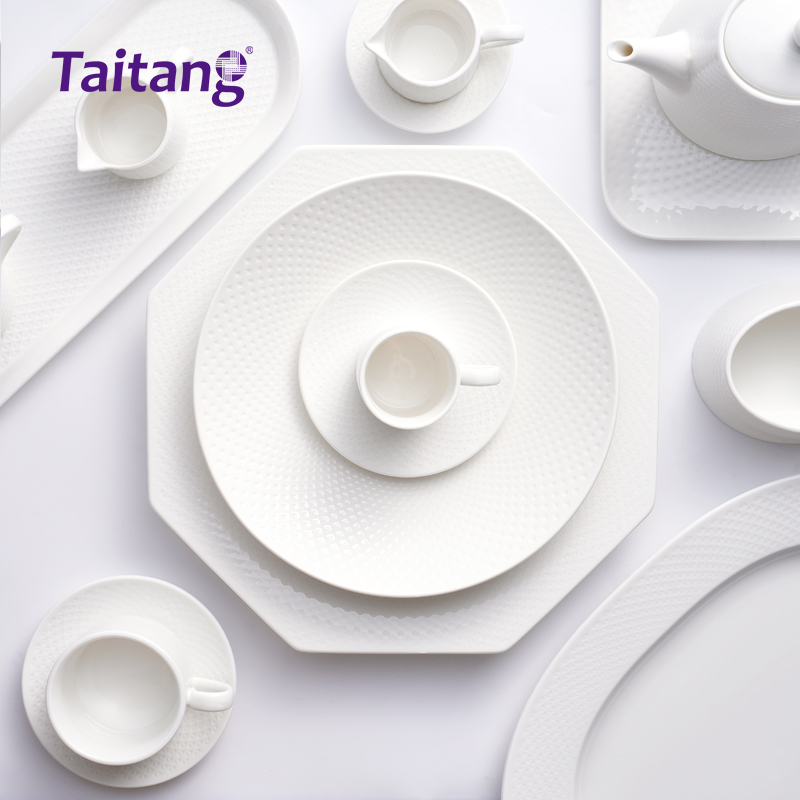Lattice Porcelain Dinnerware Collection Elegant White Ceramic Tableware for Luxury Hotels & Restaurants