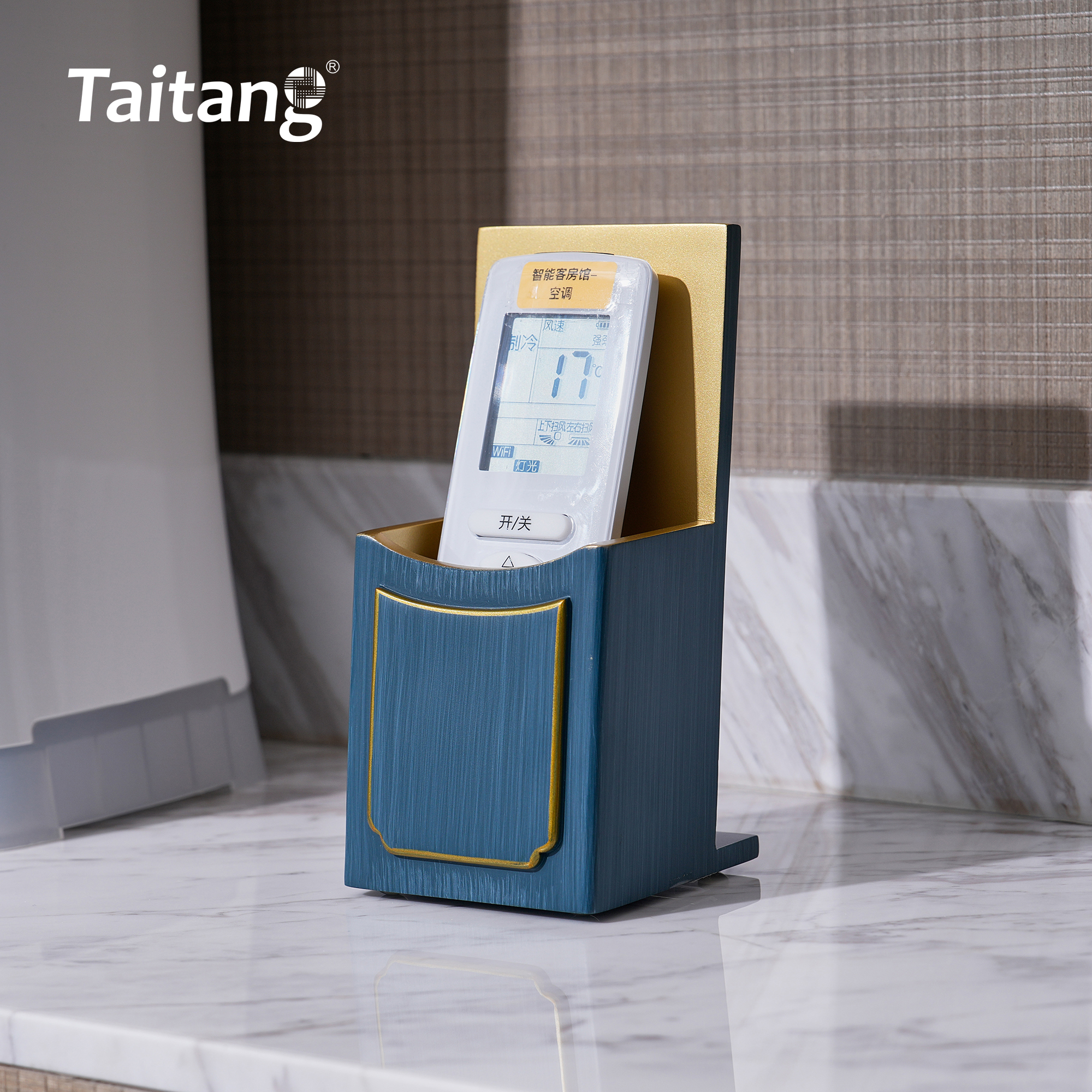 Luxury Hotel Room Amenities Set Blue Gold Resin Guest Room Accessories 5-Star Hotel Supplies Custom