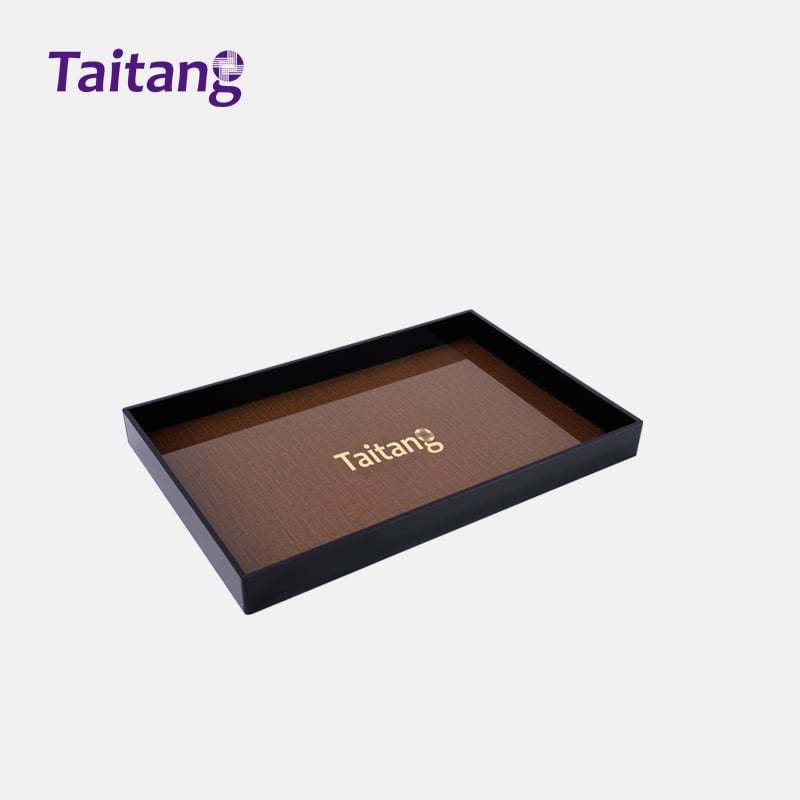 Warm Brown Acrylic Hospitality Tray & Minibar Tea Station Organizers for 4-Star Boutique Hotels