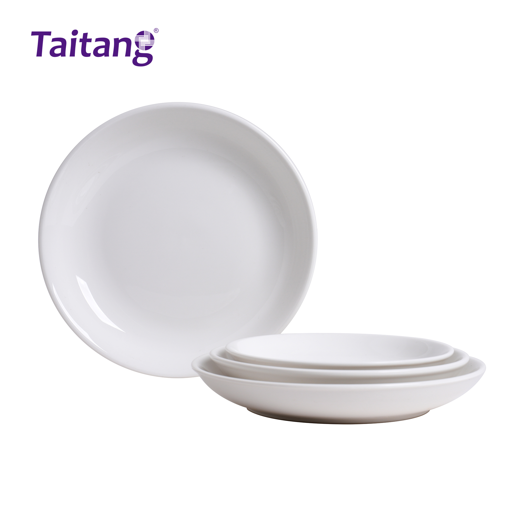 Porcelain Deep Dinner Plates Wide Rim Deep Plate for Hotel & Restaurant Service