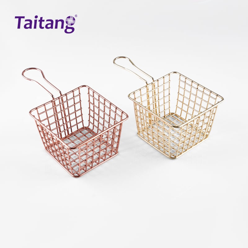 Stainless Steel Mini Fry Basket Restaurant Serving Presentation Shaker Creative French Fries Holder & Container
