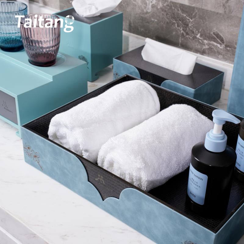 Custom Luxury Leather & Engineered Wood Hotel Bathroom & Guestroom Accessory Sets for Hospitality