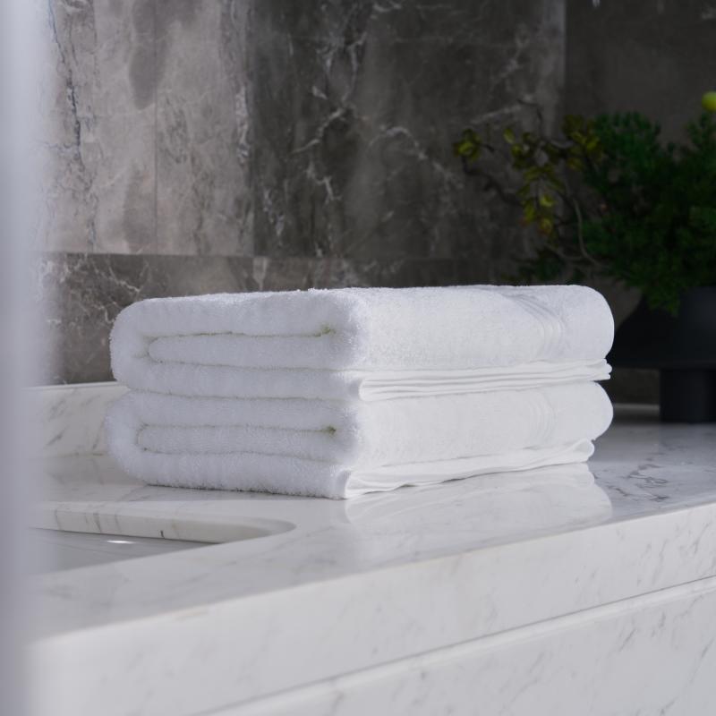 Luxury Hotel Bath Towels 100% Cotton 16S Thick Hotel Towels with Bright Silk Bubble Satin Border