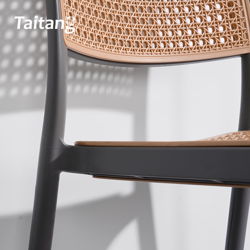 Commercial Outdoor Dining Chair Modern Faux Rattan Plastic Chair for Hotel Patios & Restaurants
