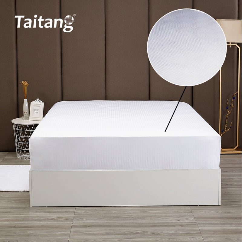 Premium Cotton Satin 1cm Stripe Fitted Sheet Luxury Hotel Bed Linen & Suite Bedding for Hotel Collection