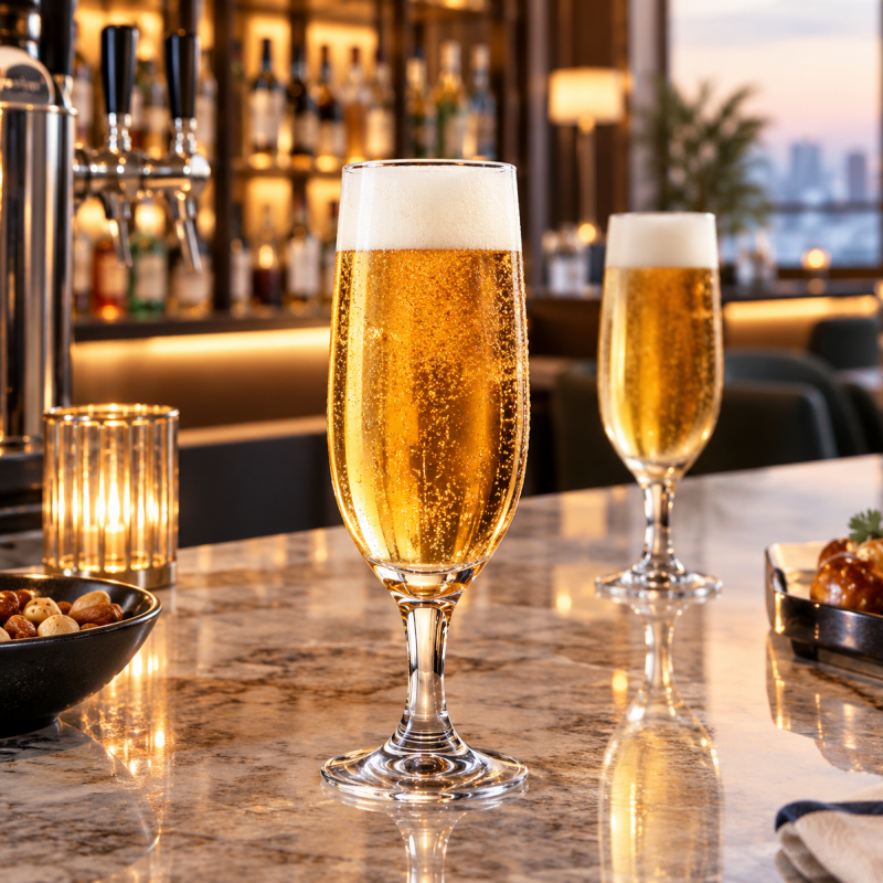 Ambassador-bierglazen met steel, commerciële glazen voor hotels en exclusieve bars