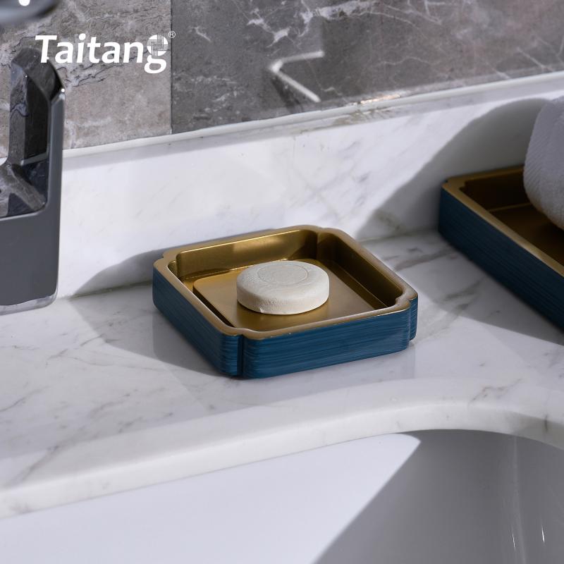 Luxury Hotel Bathroom Amenities Set Blue Gold Resin Bath Accessories 5-Star Hotel Bathroom Supplies