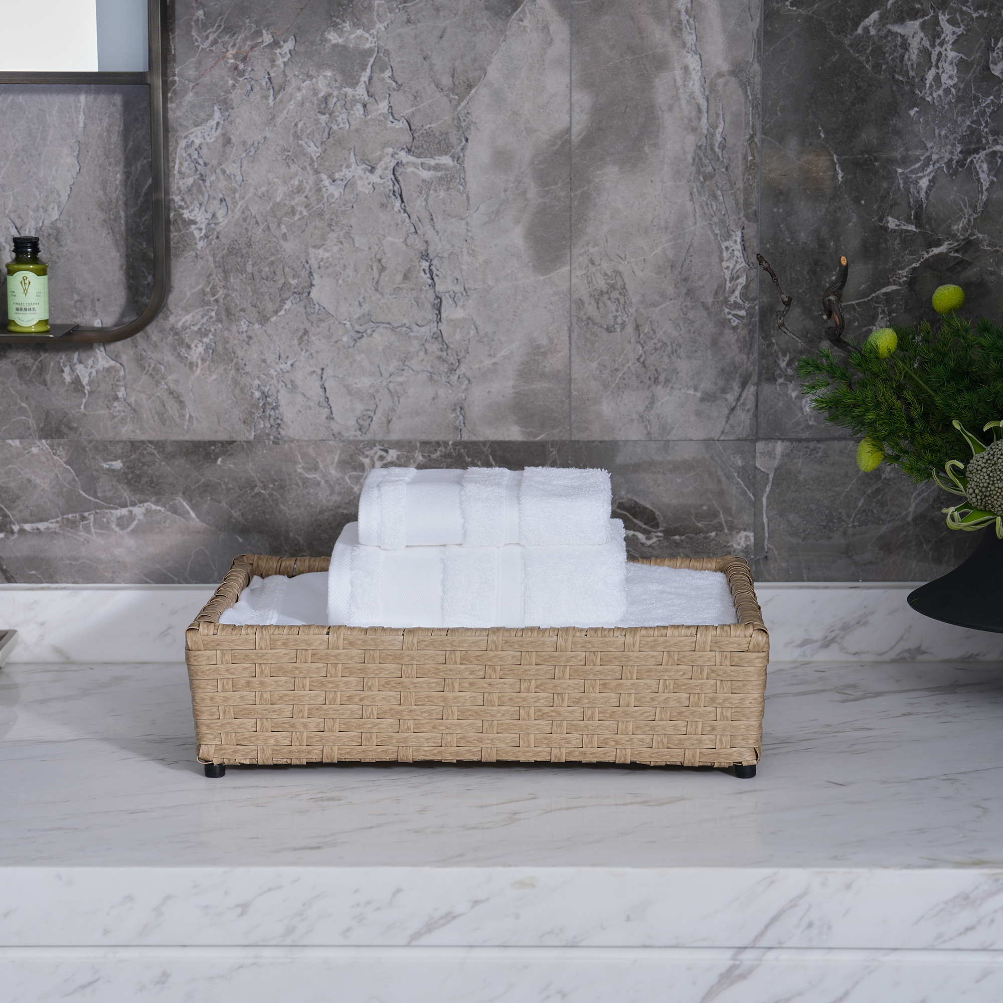 Bộ khăn tắm khách sạn cao cấp 16S dạng xoắn ốc bằng cotton, có viền chéo satin màu bạch kim