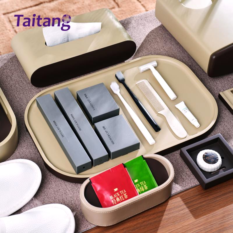 Walnut Finish Hotel Bathroom Guest Room Amenity Sets Custom Hotel Amenity Trays & Accessories Wholesale