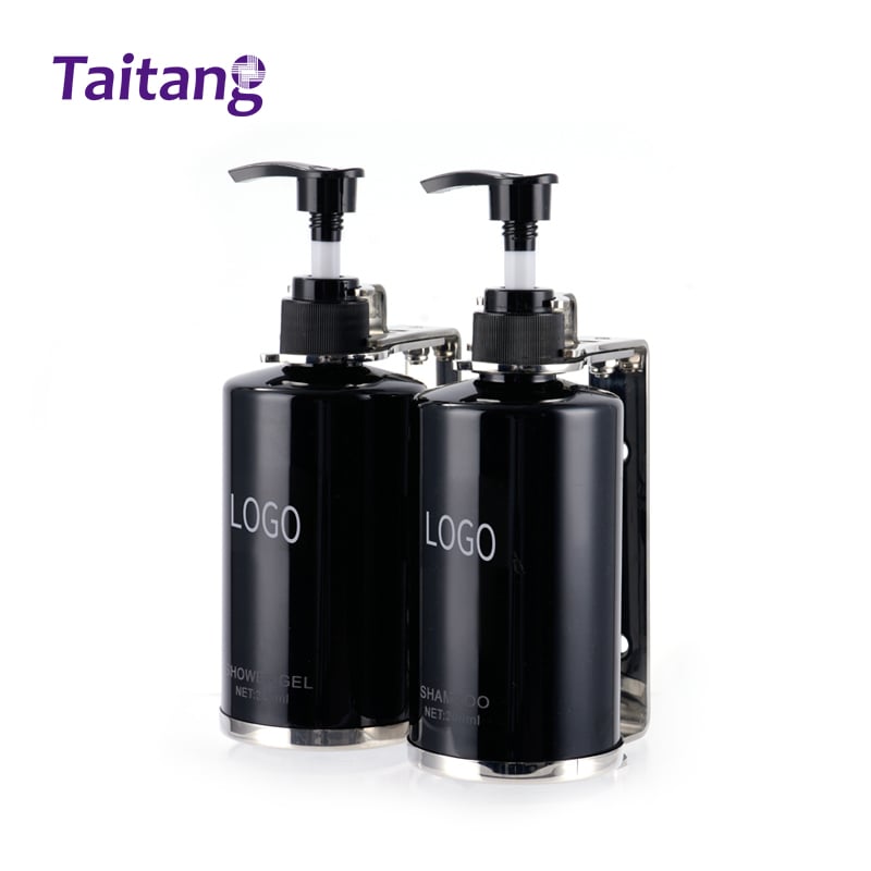 Wall Mounted Dual Soap Dispenser Holder with Refillable 300ml Bottles Stainless Steel Tamper-Proof Bathroom Hotels