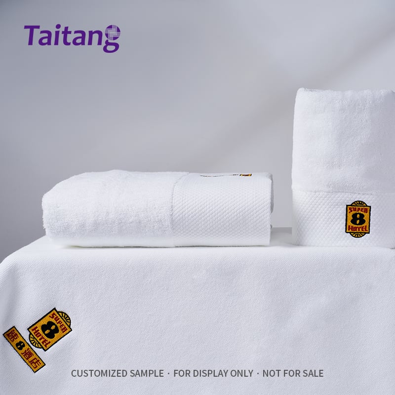 Dobby Embroidered Hotel Towel Set 100% Cotton 16S Bath Towels, Face Towels & Bath Mats Wholesale