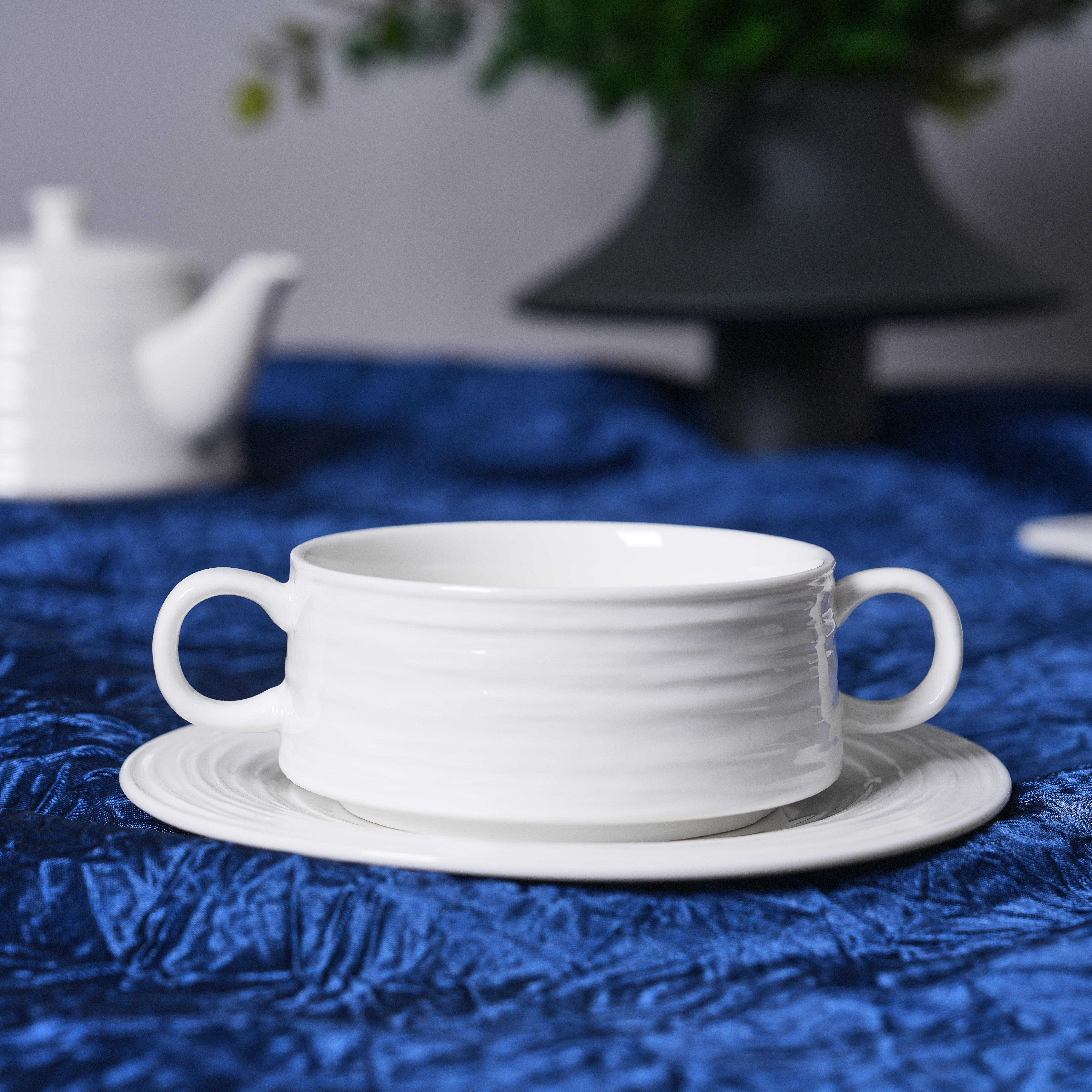Commercial High-Fired Porcelain Dinnerware Set for Luxury Hotels & Restaurants