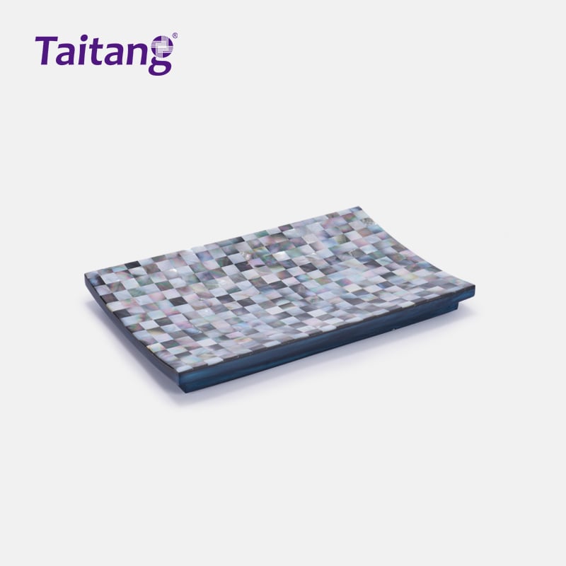 Eco-Resin Hotel Trays and Bathroom Accessories Set Ocean Pearl Room Service Tray for Boutique Hotels