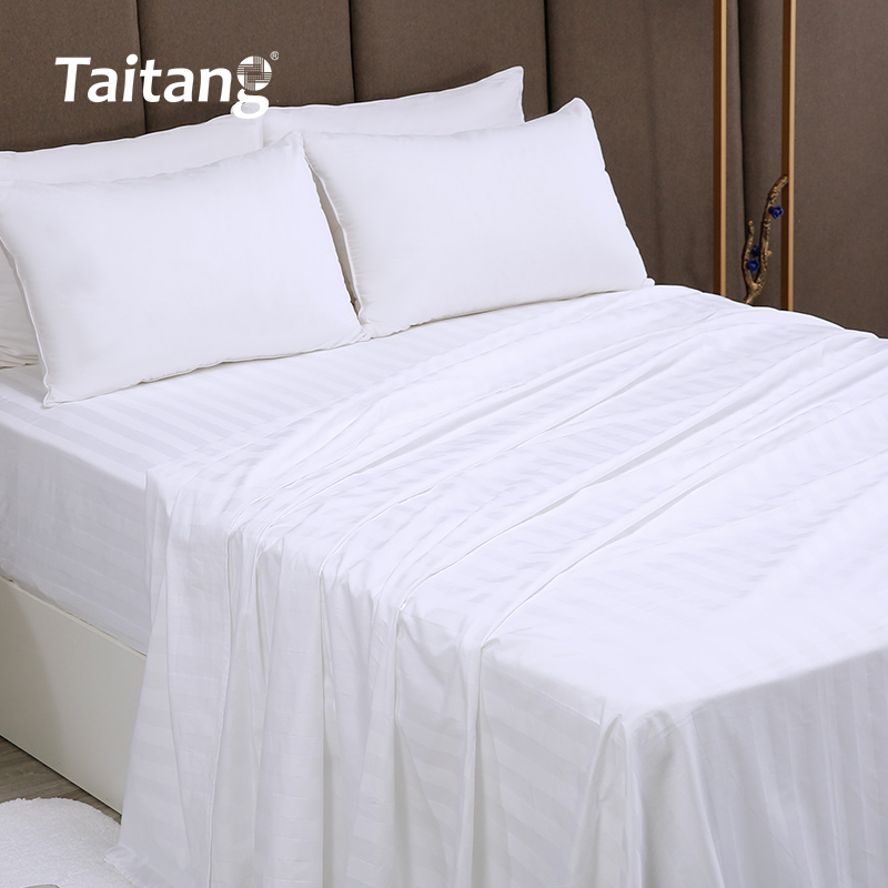 Bộ ga giường khách sạn phẳng có sọc cotton 3 cm, ga giường khách sạn cao cấp theo yêu cầu, bán buôn