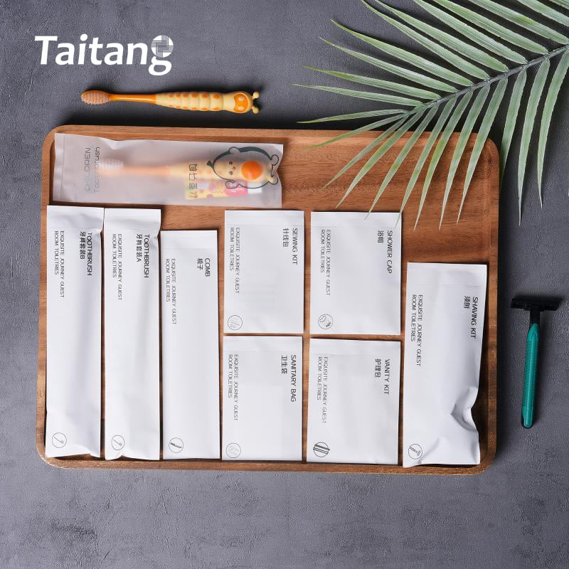Eco-Friendly Stone Paper Hotel Amenities Kit Custom Bulk Guest Bathroom Toiletries Set for Family & Luxury Hotels