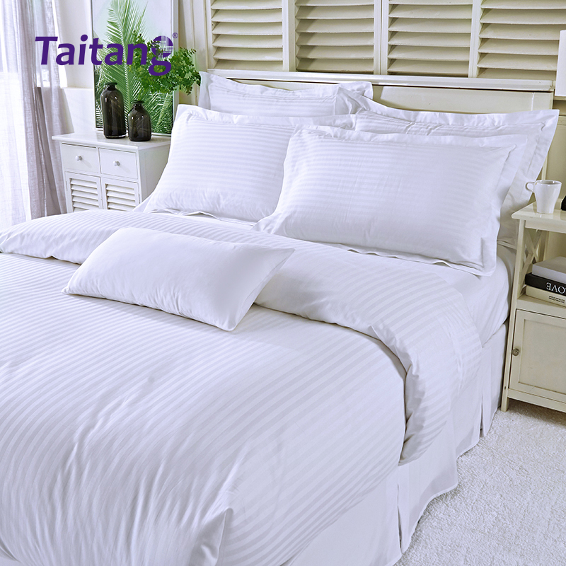 Luxury Hotel Bedding Sets 300T 100% Cotton 1cm Stripe Jacquard Hotel Suite Bedding wholesale