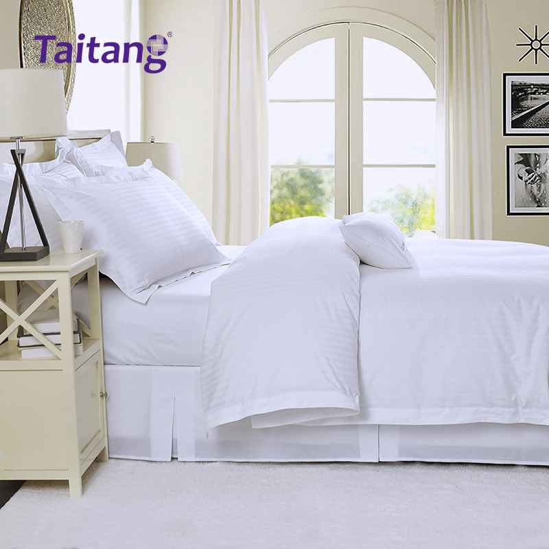 Luxury Hotel Bedding Sets 300T 100% Cotton 1cm Stripe Jacquard Hotel Suite Bedding wholesale