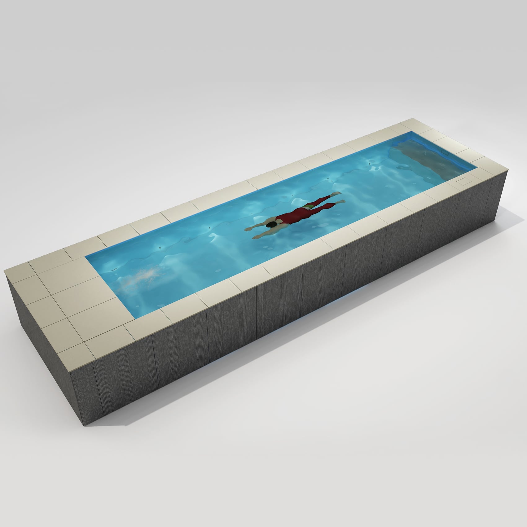 [Pool Only] 6'×27' SWIMILES Rectangular Quartz-Tile Steel Pool Wood-plastic composite panels 
