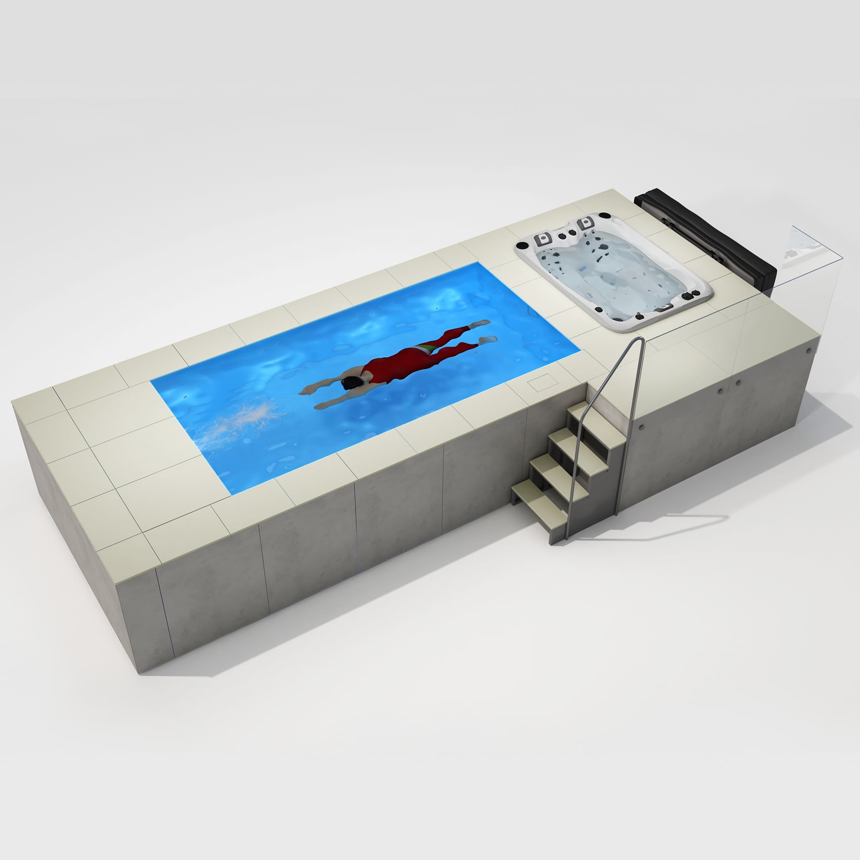 [Full Set] 6'×15' SWIMILES Rectangular Quartz-Tile Steel Pool-Tile