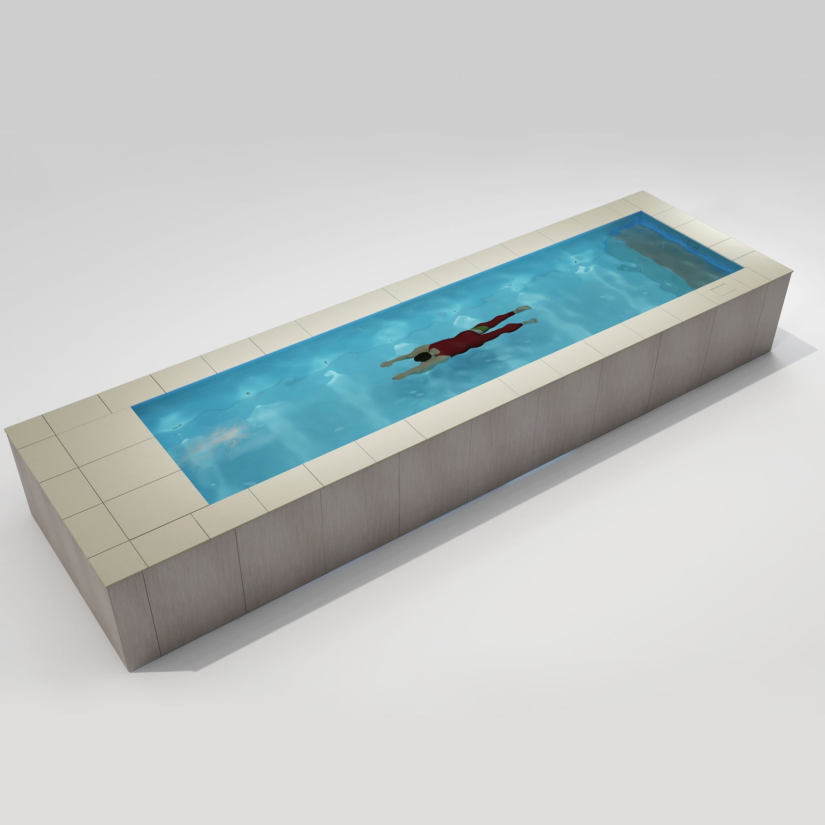 [Pool Only] 6'×27' SWIMILES Rectangular Quartz-Tile Steel Pool - Brushed aluminum composite panels 
