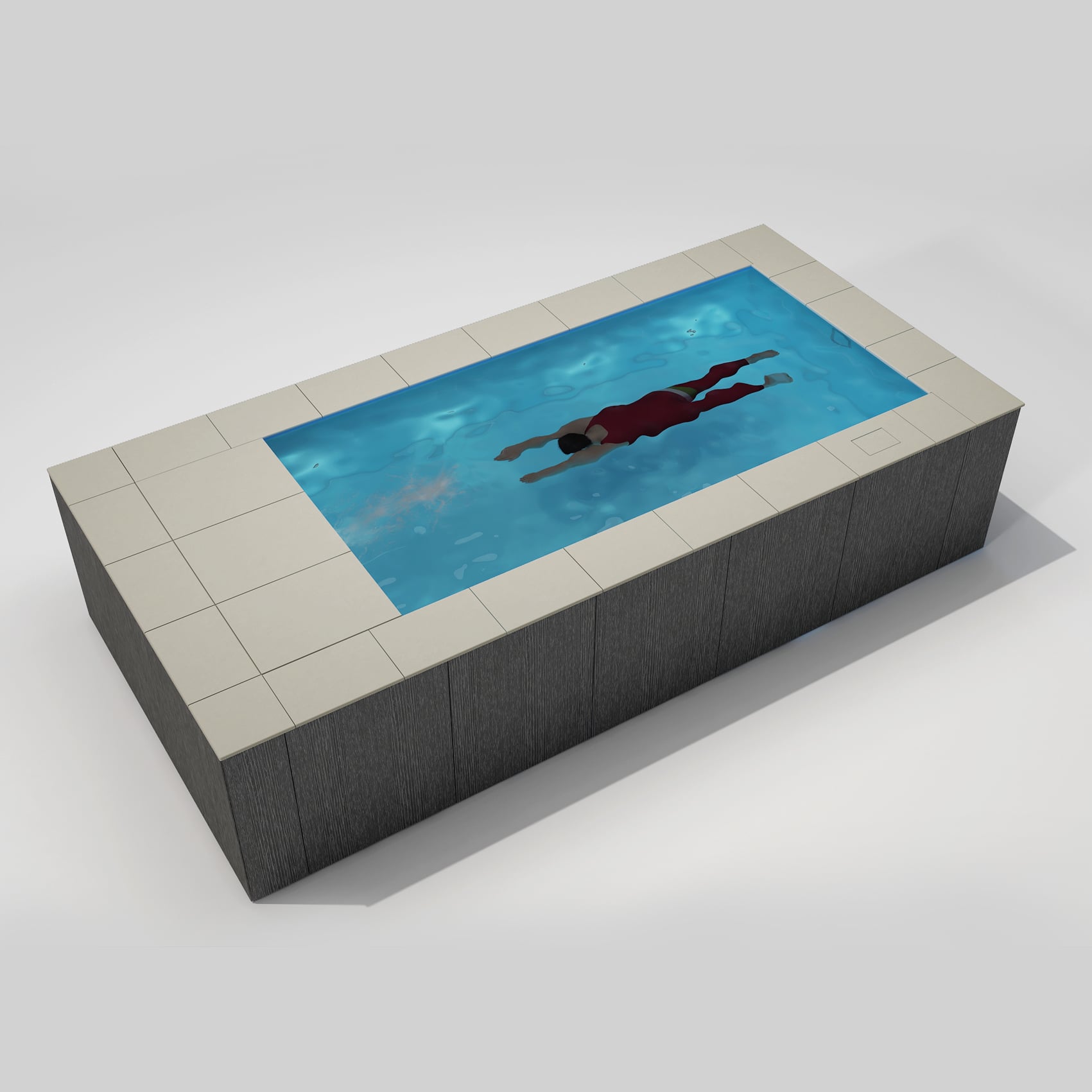 [Pool Only] 6'×15' SWIMILES Rectangular Quartz-Tile Steel Pool Wood-plastic composite panels 