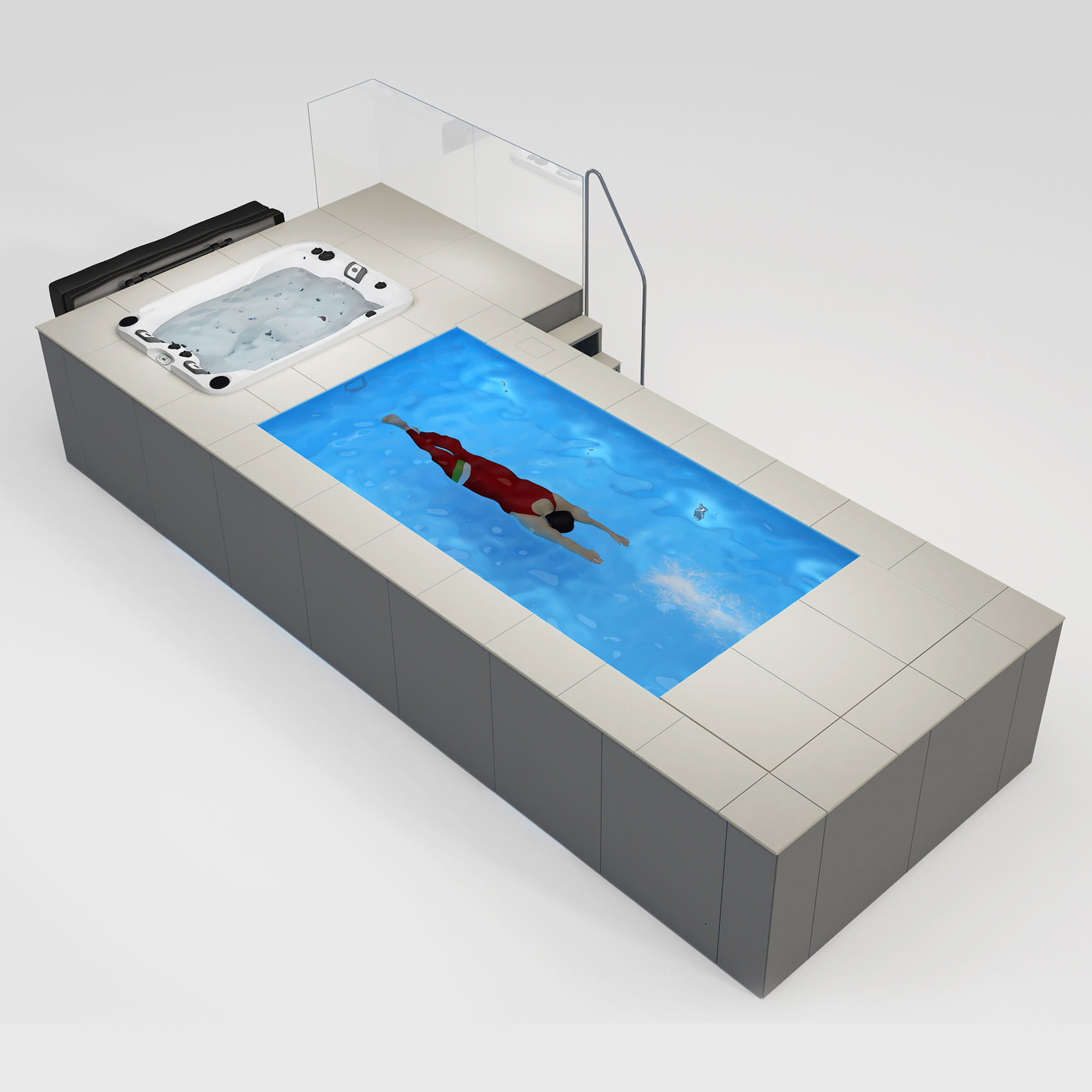 [Full Set] 6'×15' SWIMILES Rectangular Quartz-Tile Steel Pool Pre-painted steel panels
