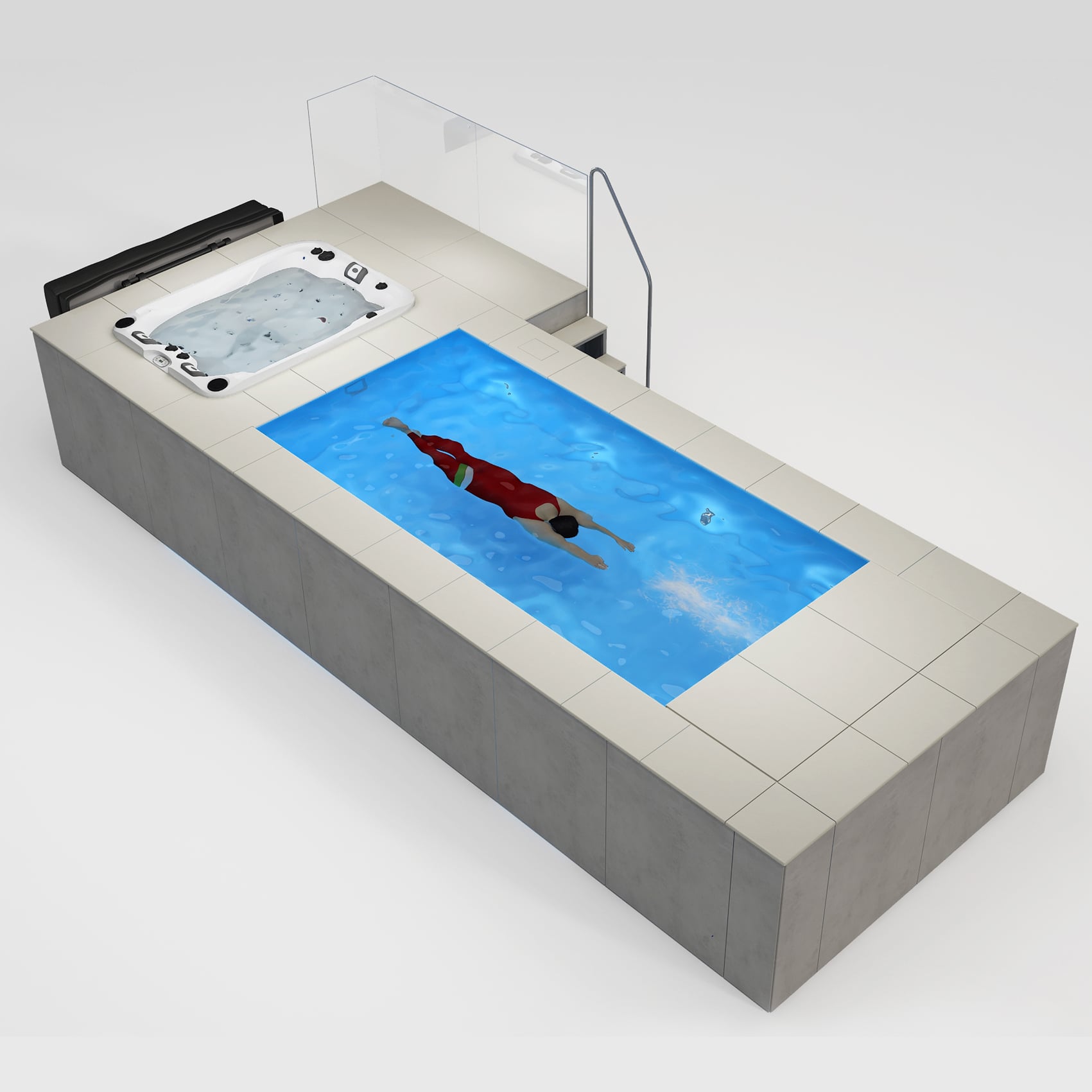 [Full Set] 6'×15' SWIMILES Rectangular Quartz-Tile Steel Pool-Tile