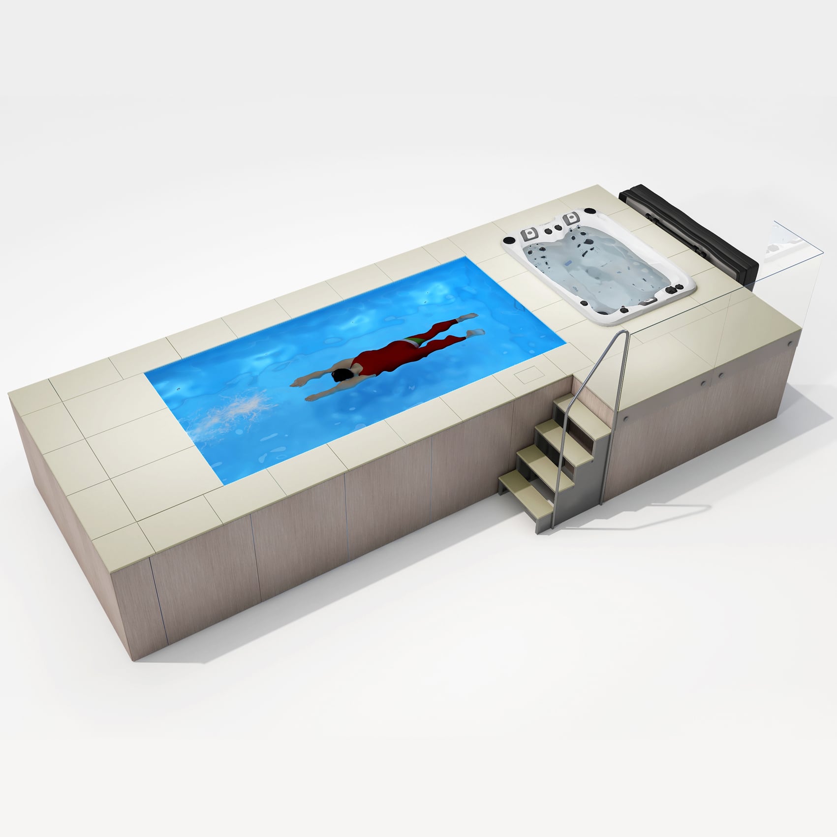 pool only 627 swimiles rectangular quartz tile steel pool   brushed aluminum composite panels -2