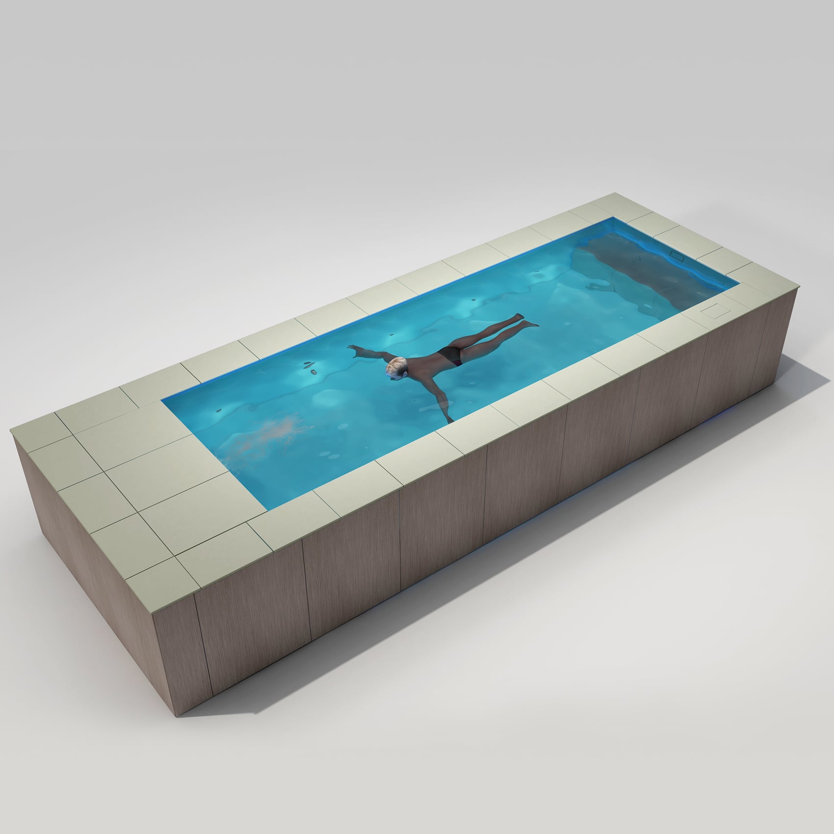 [Pool Only] 6'×21' SWIMILES Rectangular Quartz-Tile Steel Pool - Brushed aluminum composite panels 