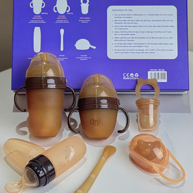 Baby Infant Food Grade Silicone 6-Piece Feeding Set with Handle Baby Feeding Bottle